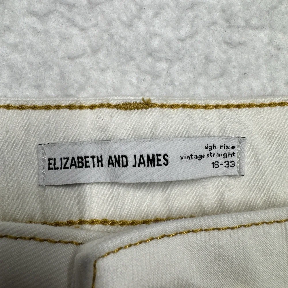 Elizabeth and James High‎ Rise Vintage Straight White Denim Pants Women's 16